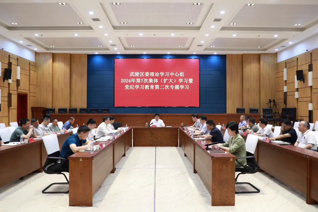 康少中主持召开区委理论学习中心组2024年第7次集体（扩大）学习暨党纪学习教育第二次专题学习