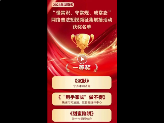 尊宪崇法｜2024年湖南省“懂常识、守常规、成常态”网络普法短视频征集展播活动获奖名单