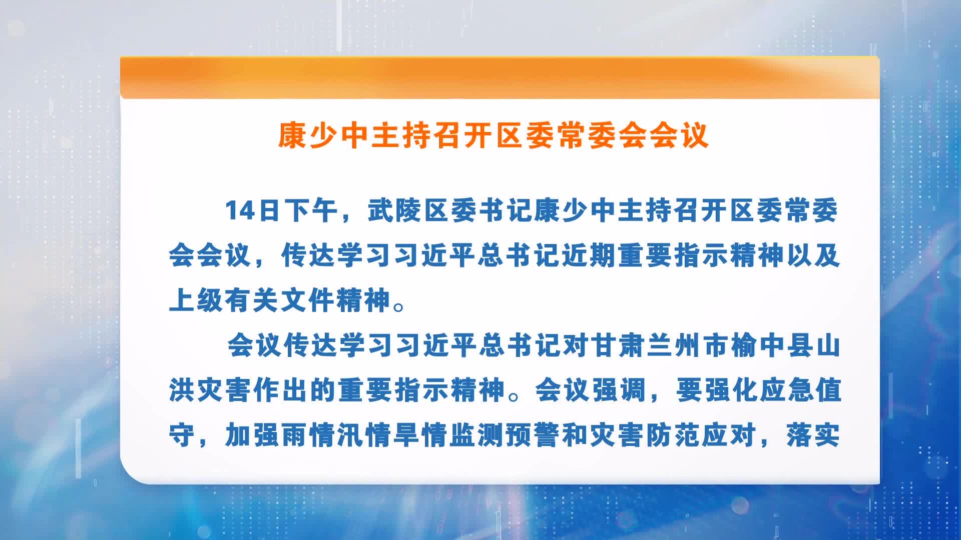 康少中主持召开区委常委会会议