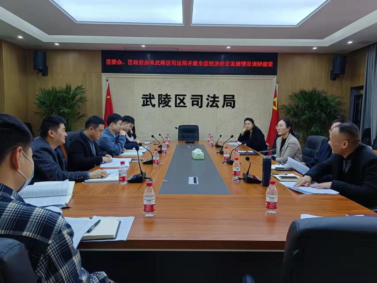 区委办、区政府办来区司法局开展全区经济社会发展情况调研座谈