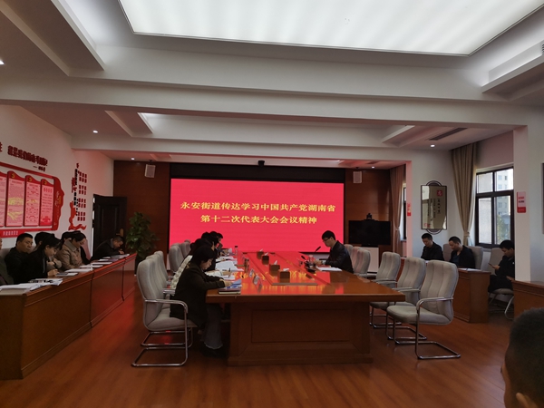 永安街道传达学习中国共产党湖南省第十二次代表大会精神