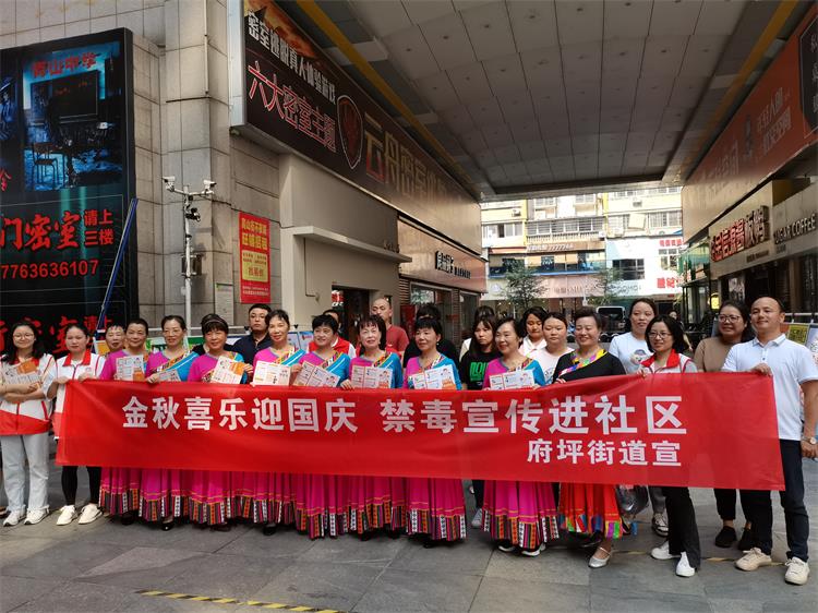 武陵区府坪街道开展“金秋喜乐迎国庆，禁毒宣传进社区”活动