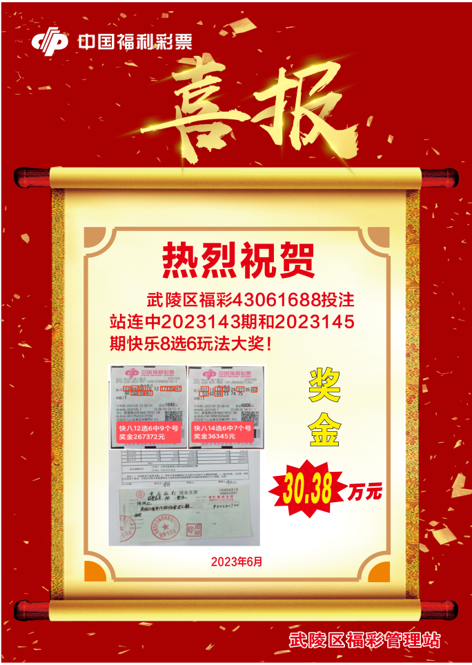 武陵区联盟业主喜中30.38万